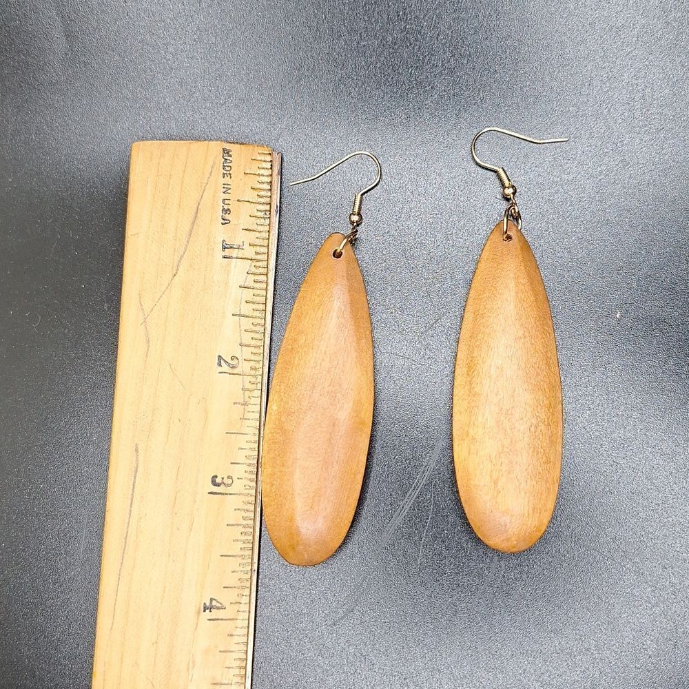 Long wooden drop earrings Bohemian jewelry